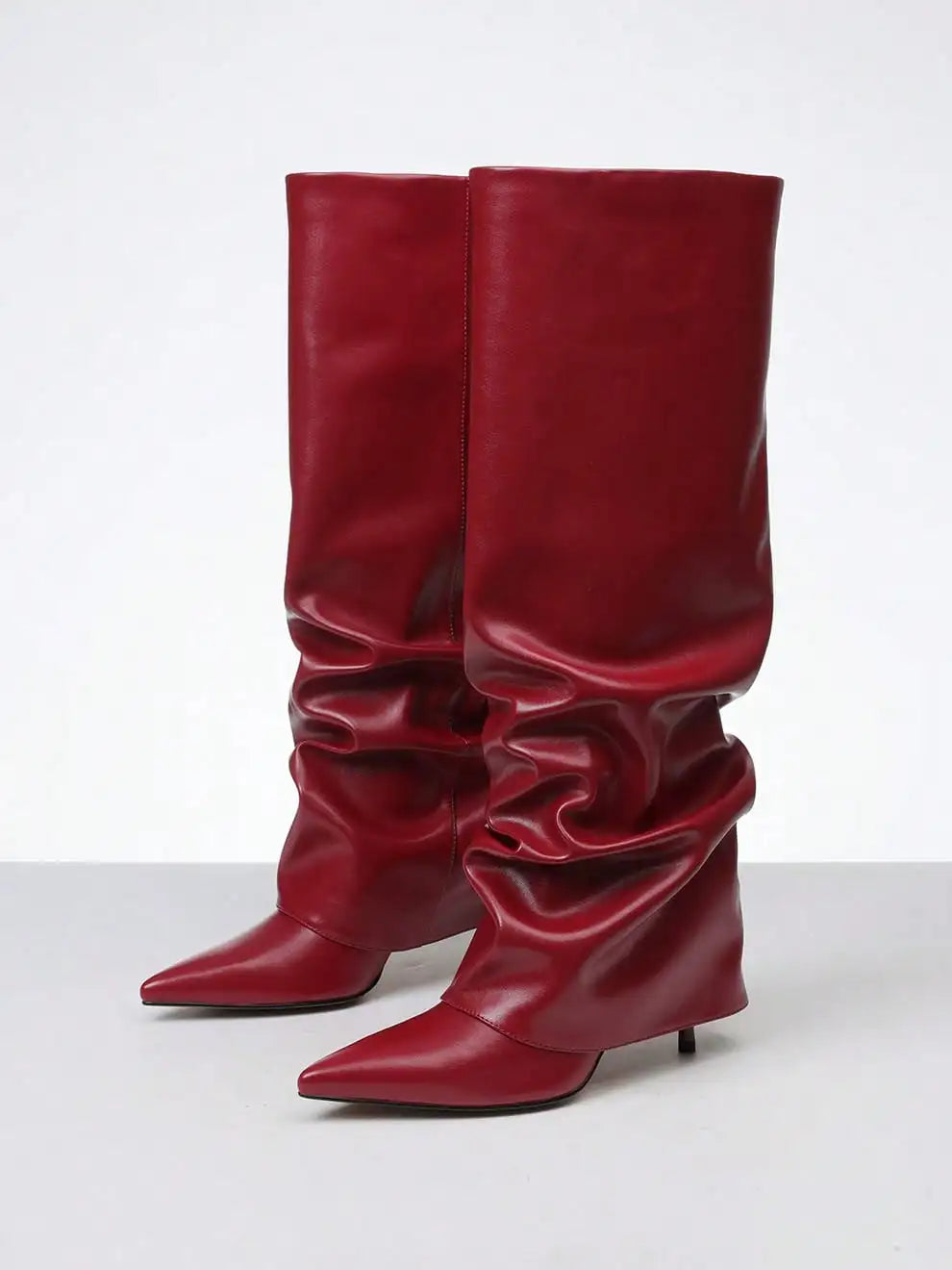 Elegant Women's Slouchy Knee High Stiletto Boots With Thin Heels