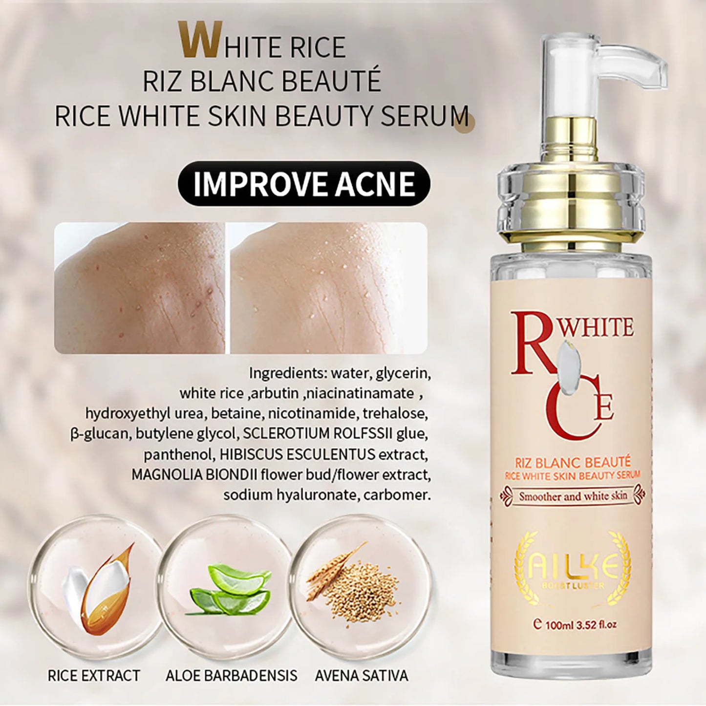 AILKE Hydrating Brightening Serum With Collagen Glutathione For Face