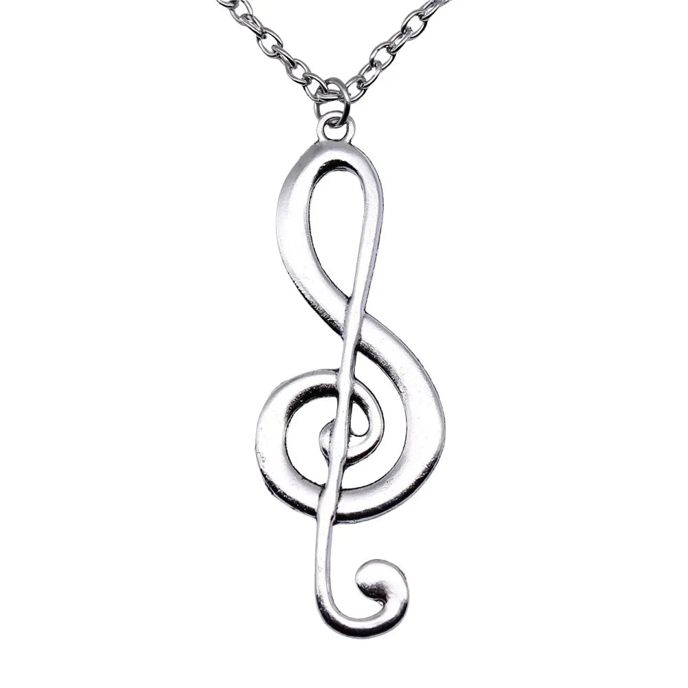 IFOCUSCN Vintage Musical Note Pendant Necklace Women Men