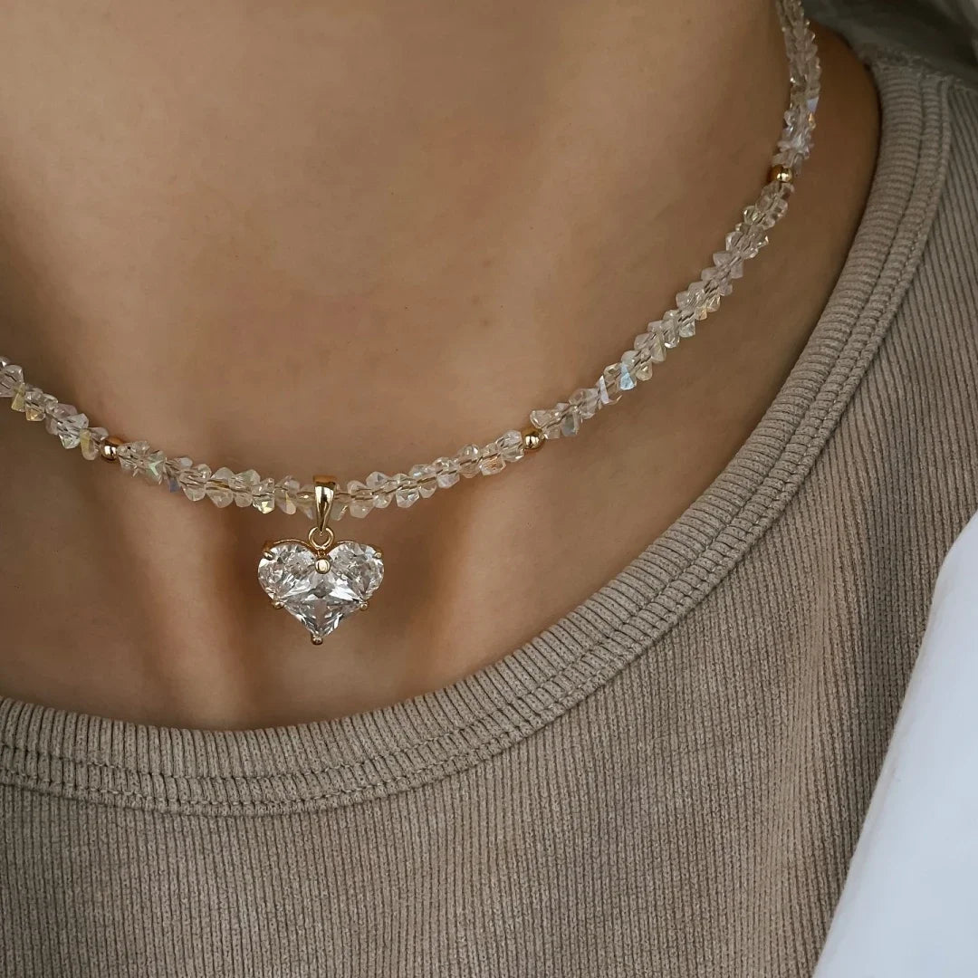 Bls-Miracle Zircon Heart Pendant Necklace For Women