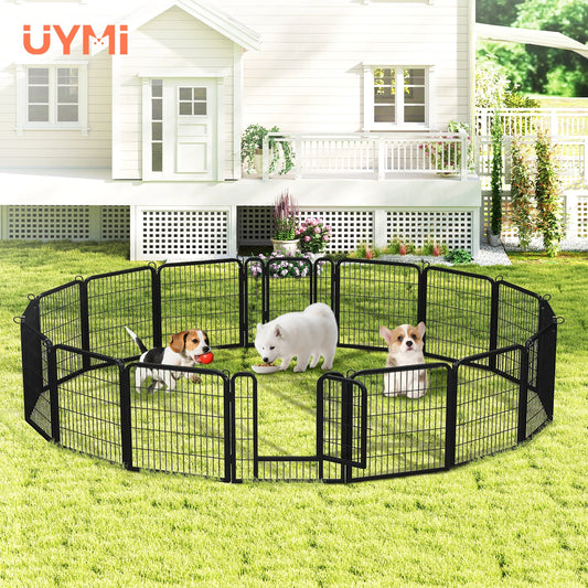 PEQULTI Heavy Duty Metal Puppy Playpen Indoor Outdoor Use