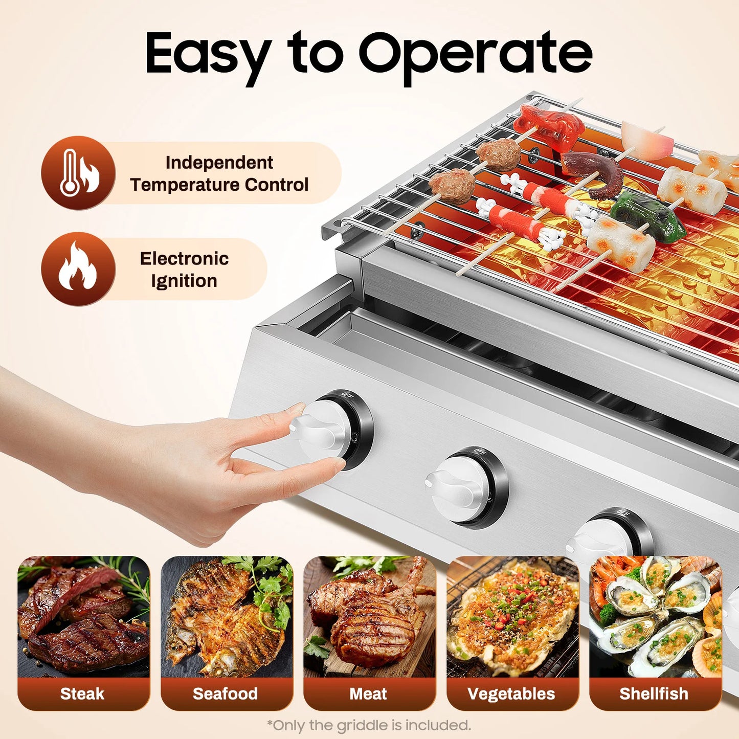 Portable 4 Burner Propane Gas Grill Smokeless Barbecue