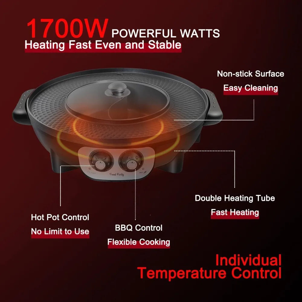 2 In 1 Electric Smokeless GrillSystem For Hot Pot 110V