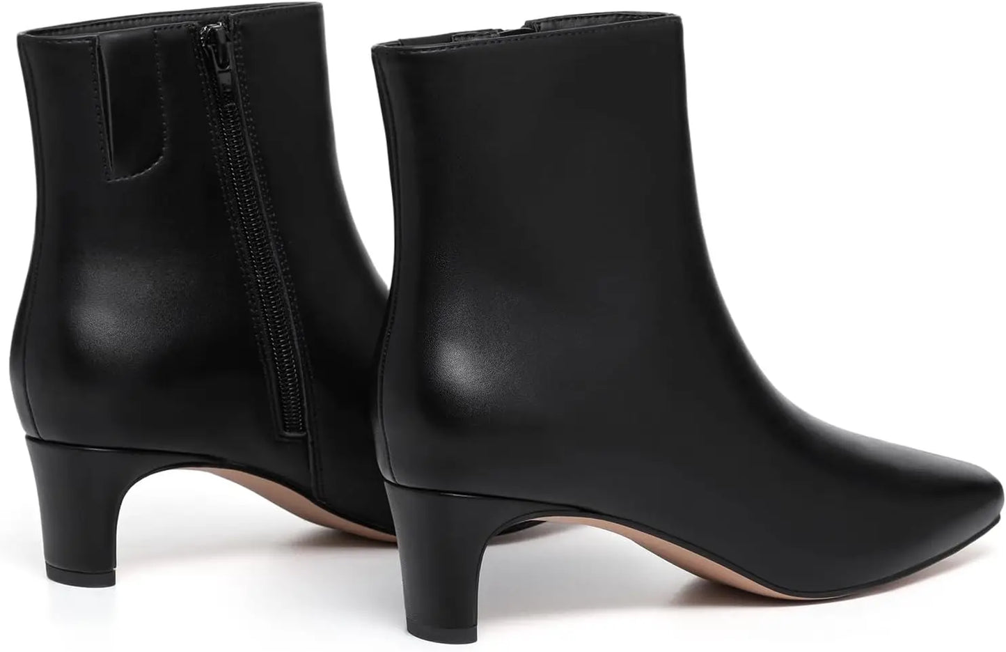 Athlefit Women's Ankle Boots Low Heel Pointed Toe Zipper