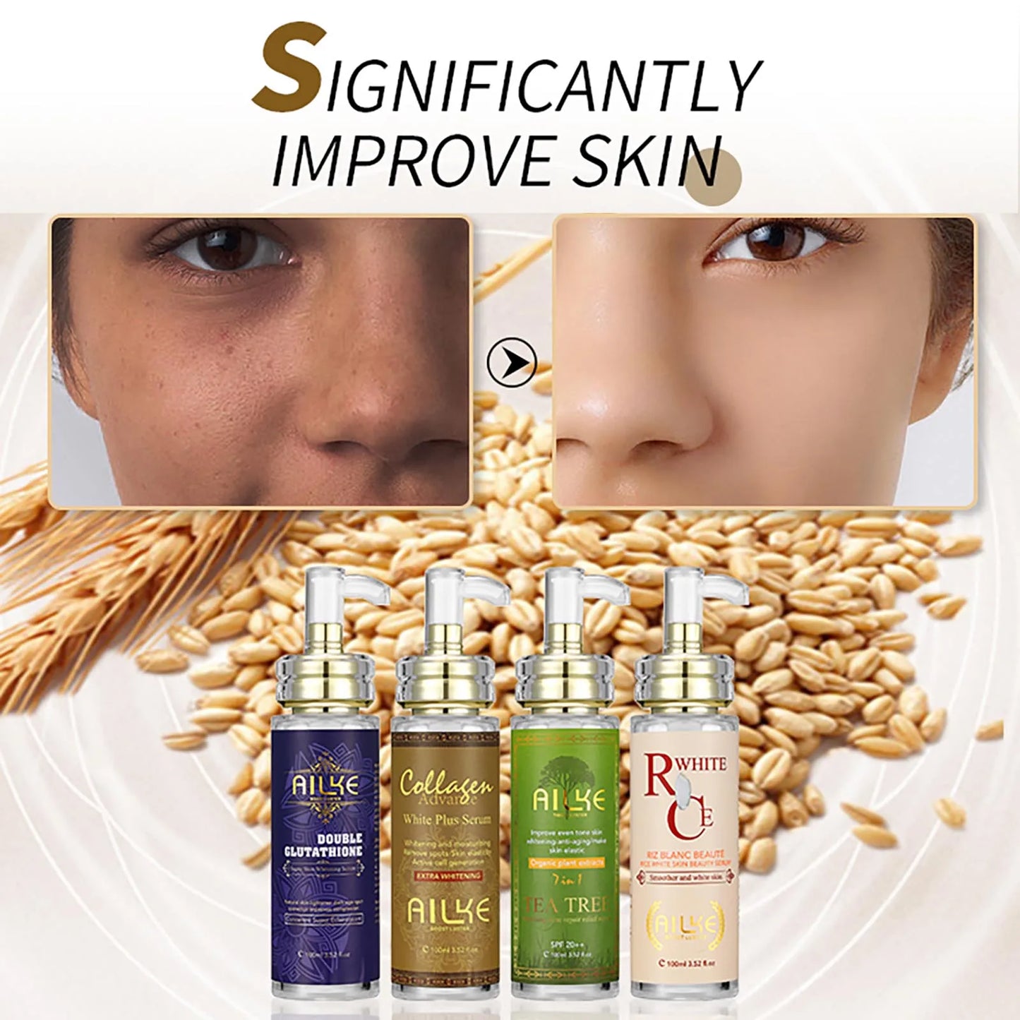 AILKE Hydrating Brightening Serum With Collagen Glutathione For Face
