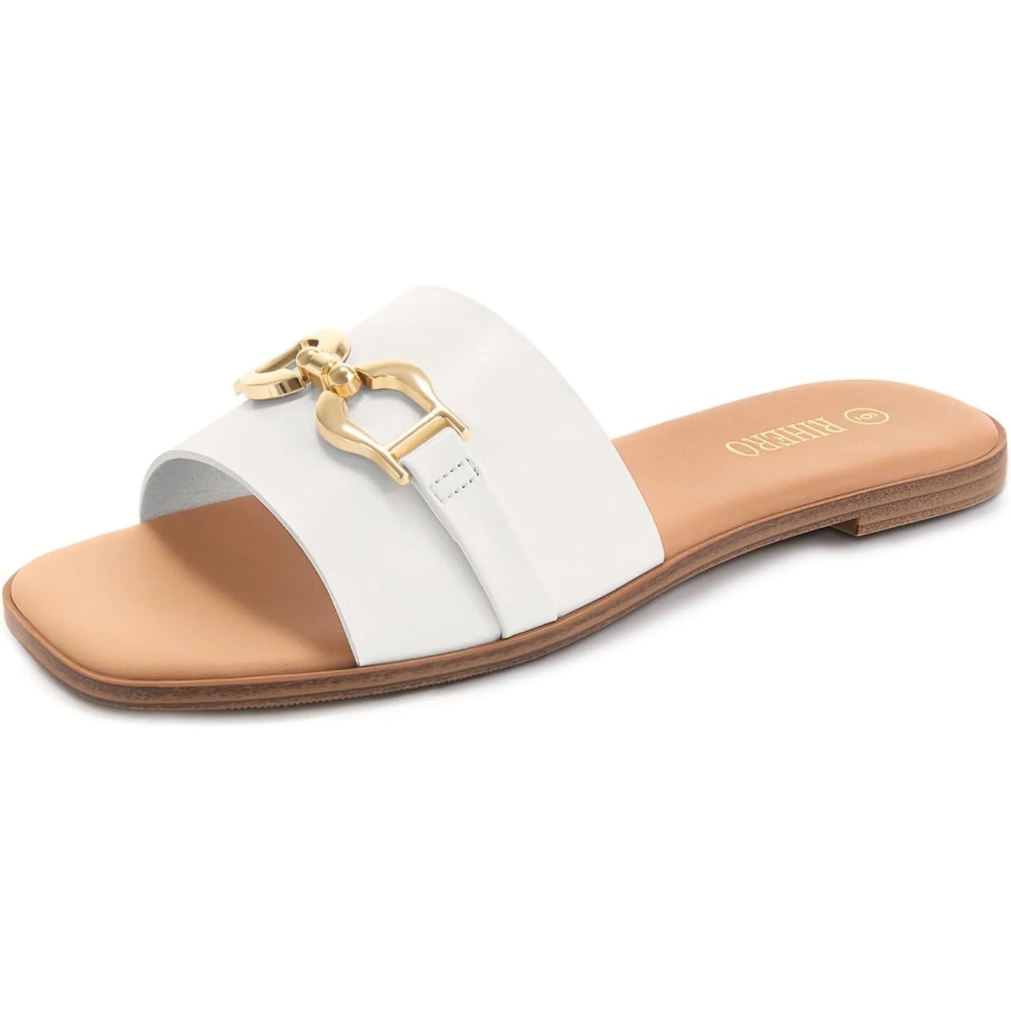 CN Fujian Womens Leather Flat Sandals Memory Foam Insole