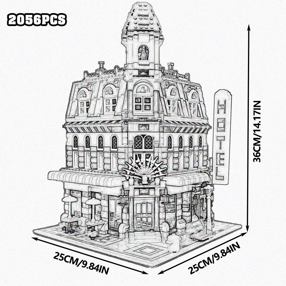 Town Hall Tudor Corner Brick Building Blocks Set For Kids