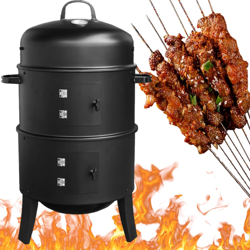 Shunmaii Vertical Charcoal BBQ Smoker With Built In Thermometer