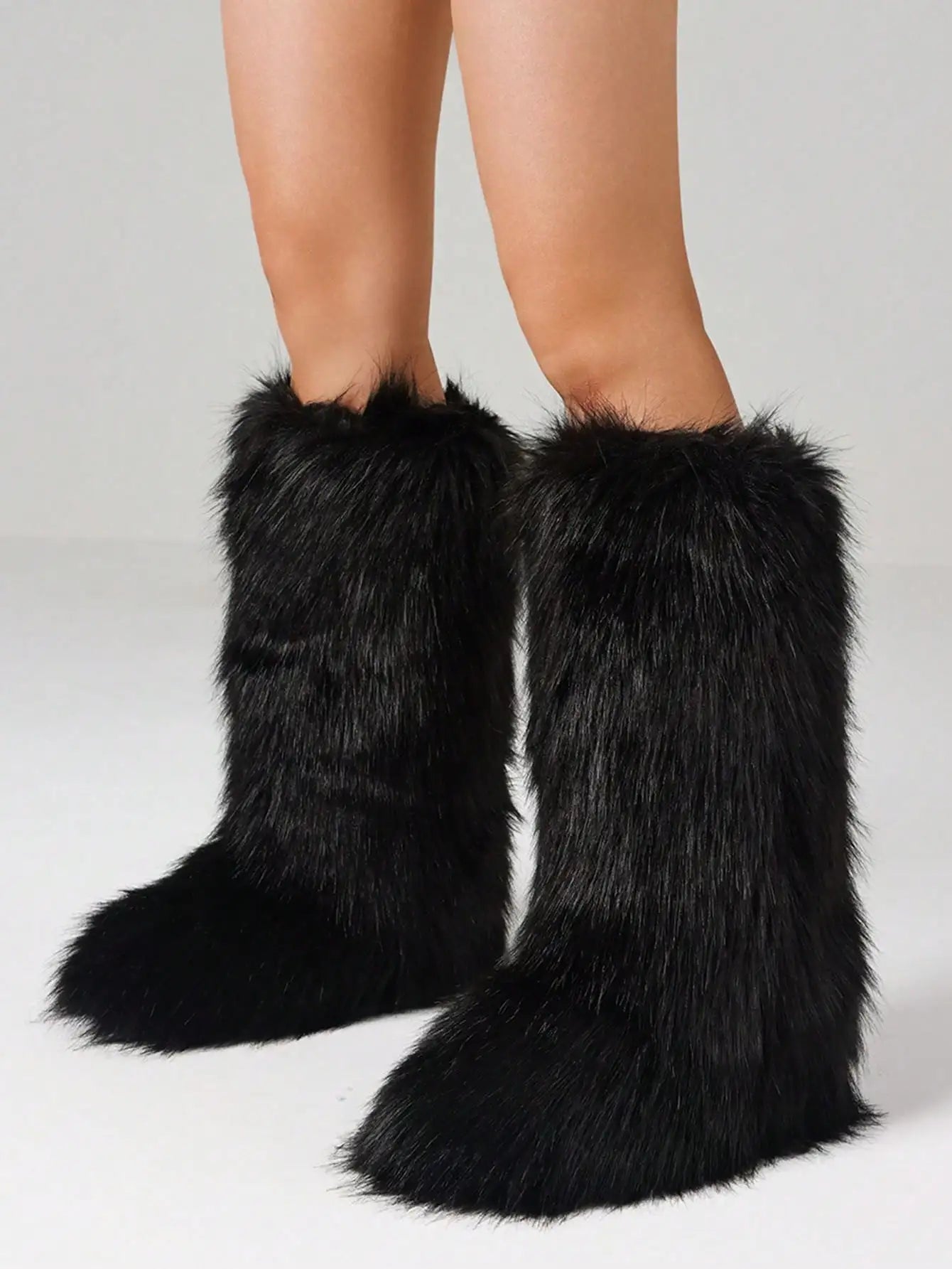 Furry Fluffy Women Snow Boots Warm Plush Winter Shoes