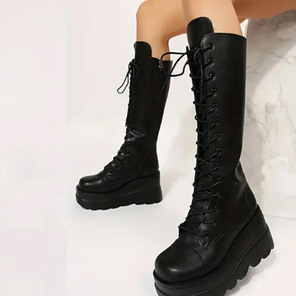 DoraTasia Womens Gothic Fashion Boots Side Zipper