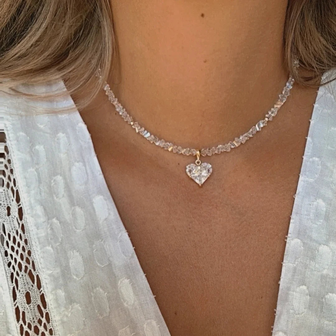 Bls-Miracle Zircon Heart Pendant Necklace For Women