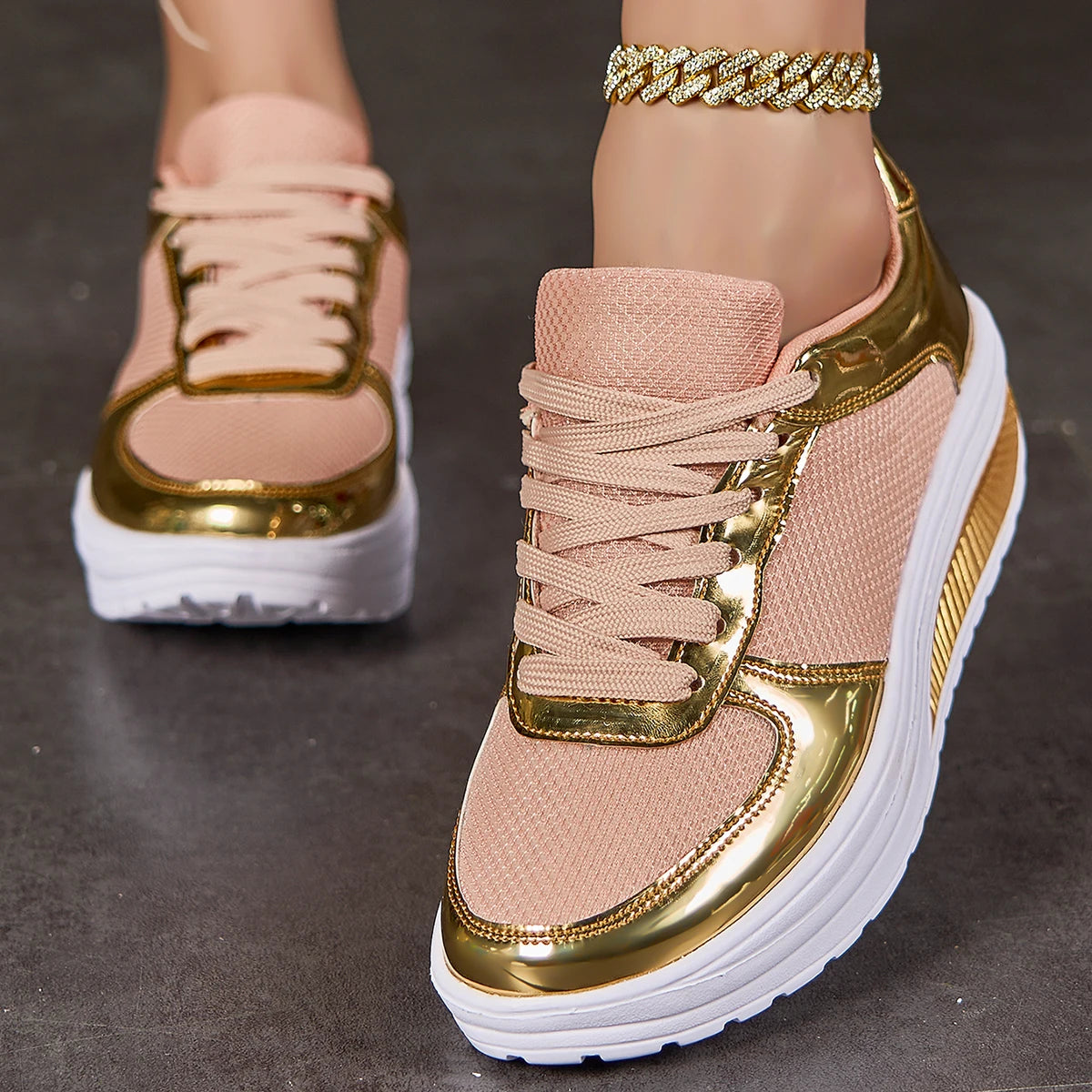 Women Glitter Sneakers Casual Fashion Lightweight Walking Shoes
