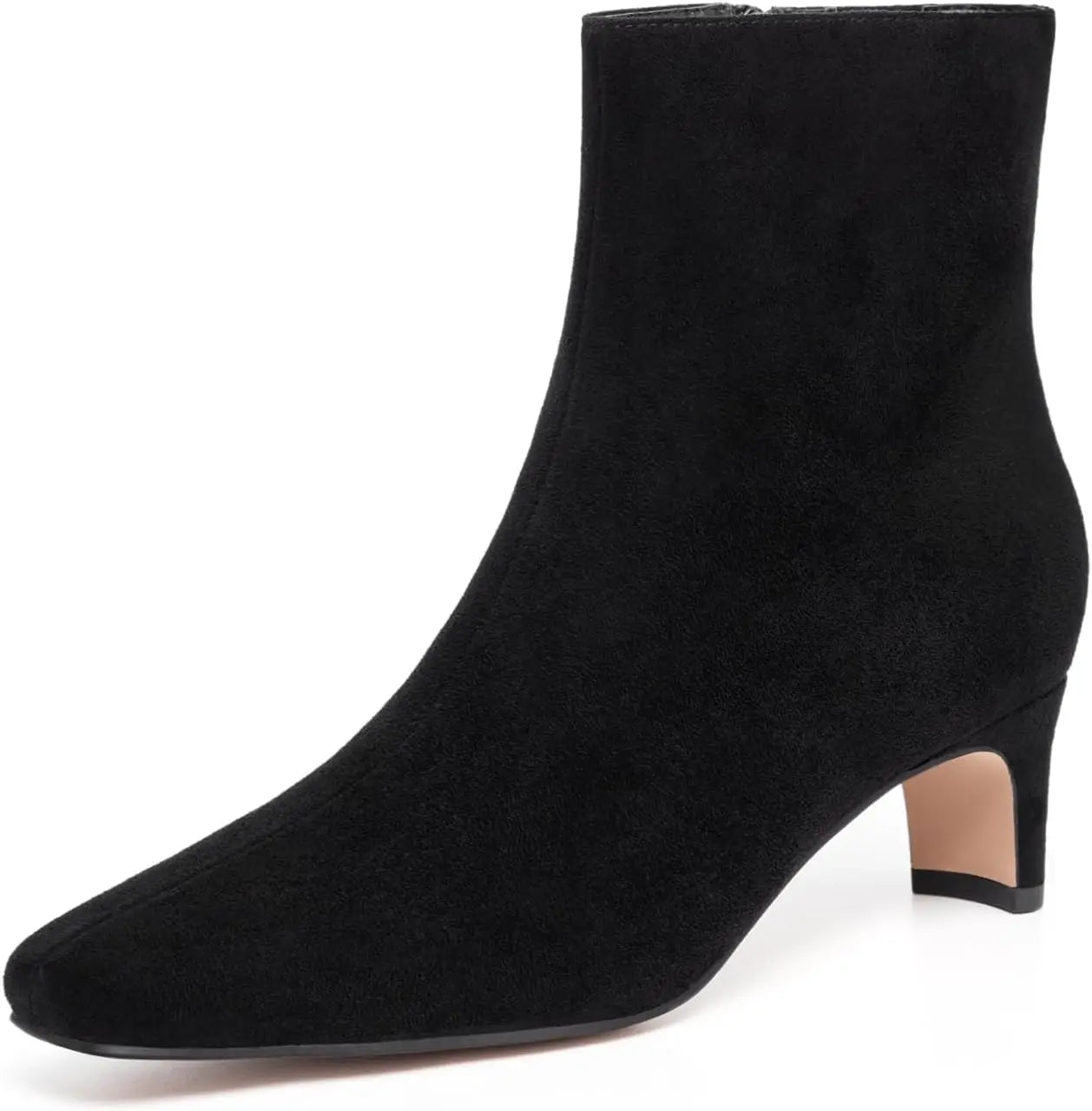 Athlefit Women's Ankle Boots Low Heel Pointed Toe Zipper