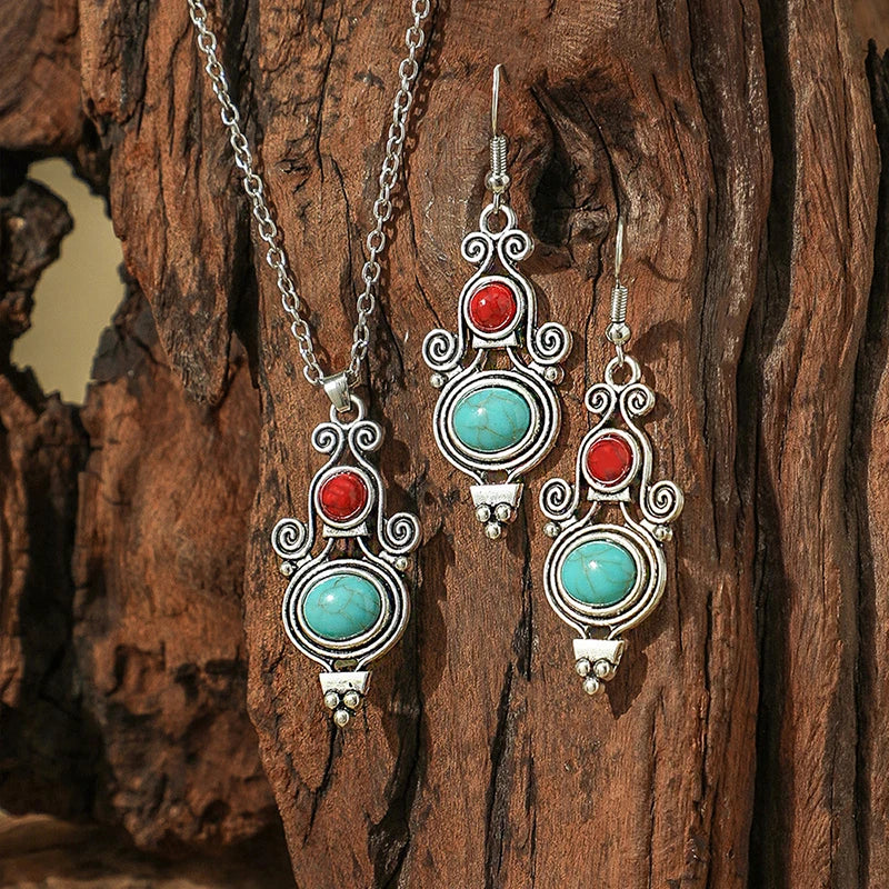 Lovbeafas Vintage Bohemian Hollow Geometric Jewelry Set