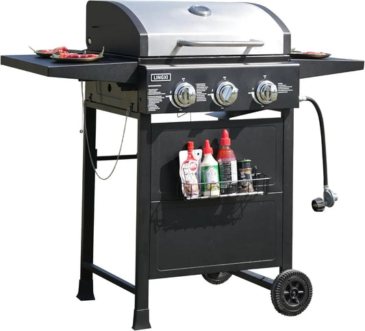 RBXC 3-Burner Propane Gas Grill With Front Hanging Basket