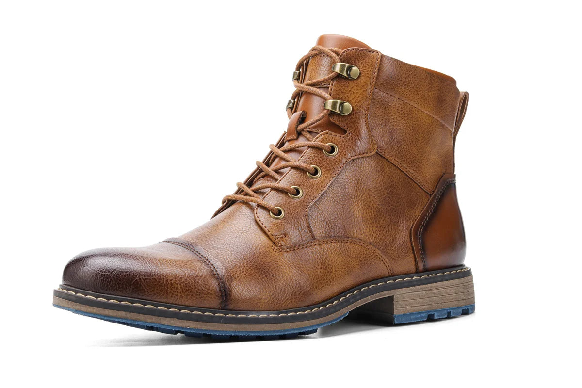 HecraftedCN Retro Leather Men Boots For Spring Season Comfort