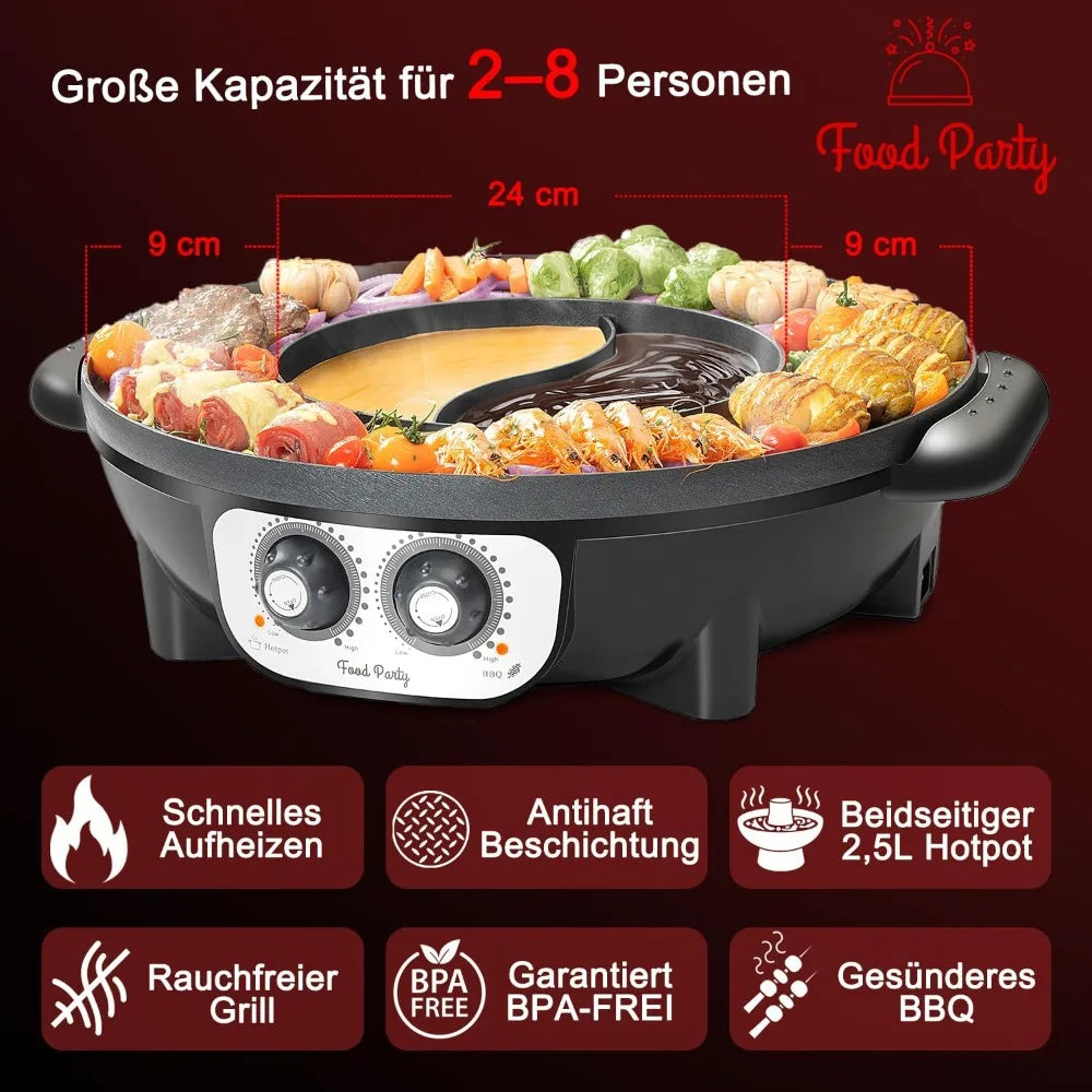 2 In 1 Electric Smokeless GrillSystem For Hot Pot 110V