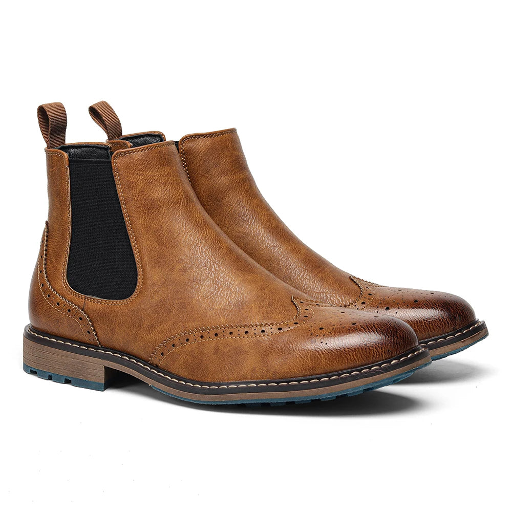 HecraftedCN Retro Leather Men Boots For Spring Season Comfort