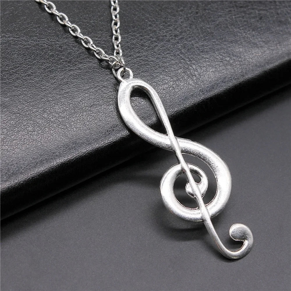 IFOCUSCN Vintage Musical Note Pendant Necklace Women Men