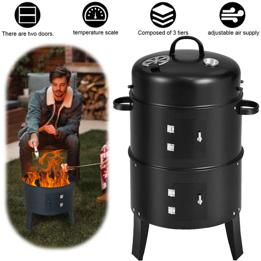 Shunmaii Vertical Charcoal BBQ Smoker With Built In Thermometer