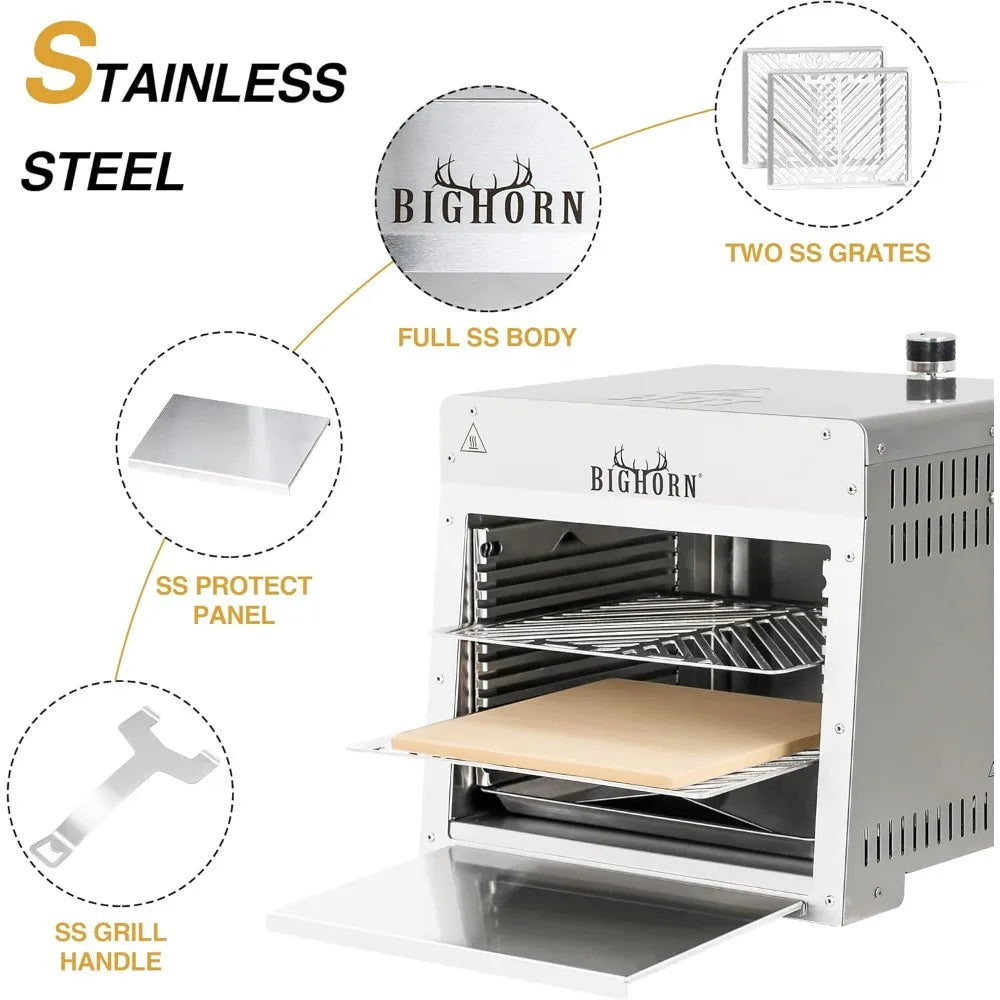 Portable Infrared Propane Grill 1500F Sear Station With Pizza Stone