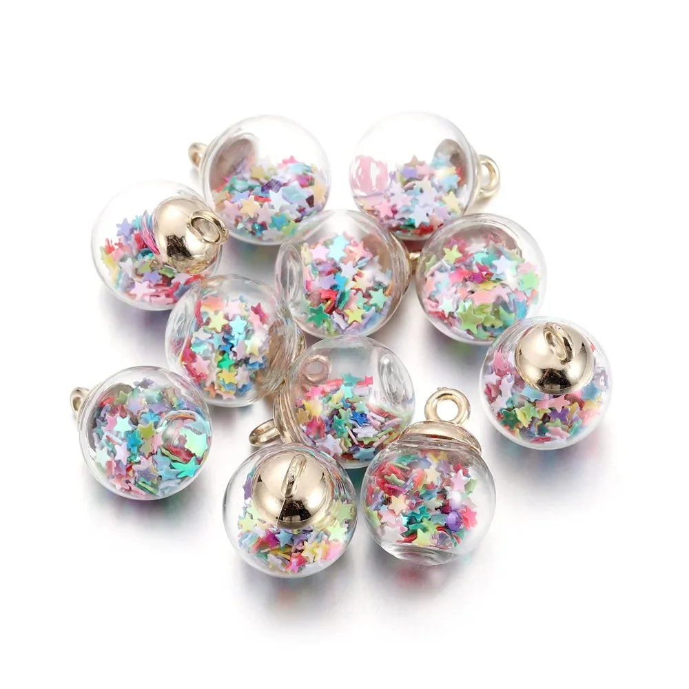 St.kunkkaCharms Glass Ball Star Charms 10Pcs DIY Jewelry