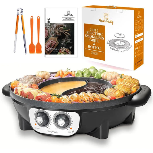 2 In 1 Electric Smokeless GrillSystem For Hot Pot 110V