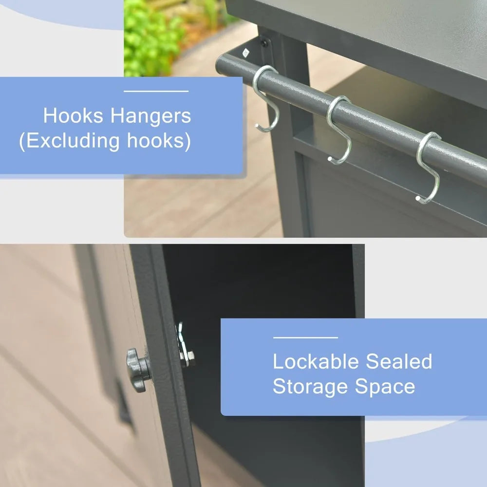 DAFIFY Metal Outdoor Grill Cart With Wheels And Storage Cabinet