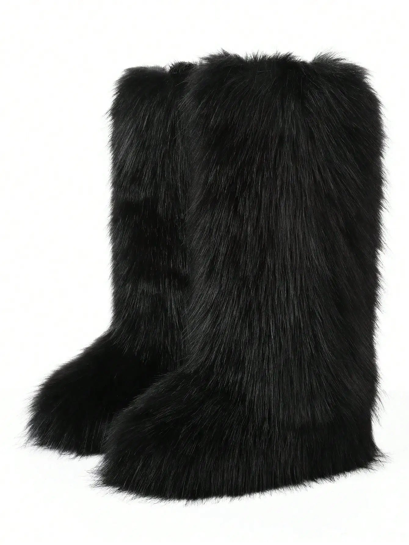 Furry Fluffy Women Snow Boots Warm Plush Winter Shoes