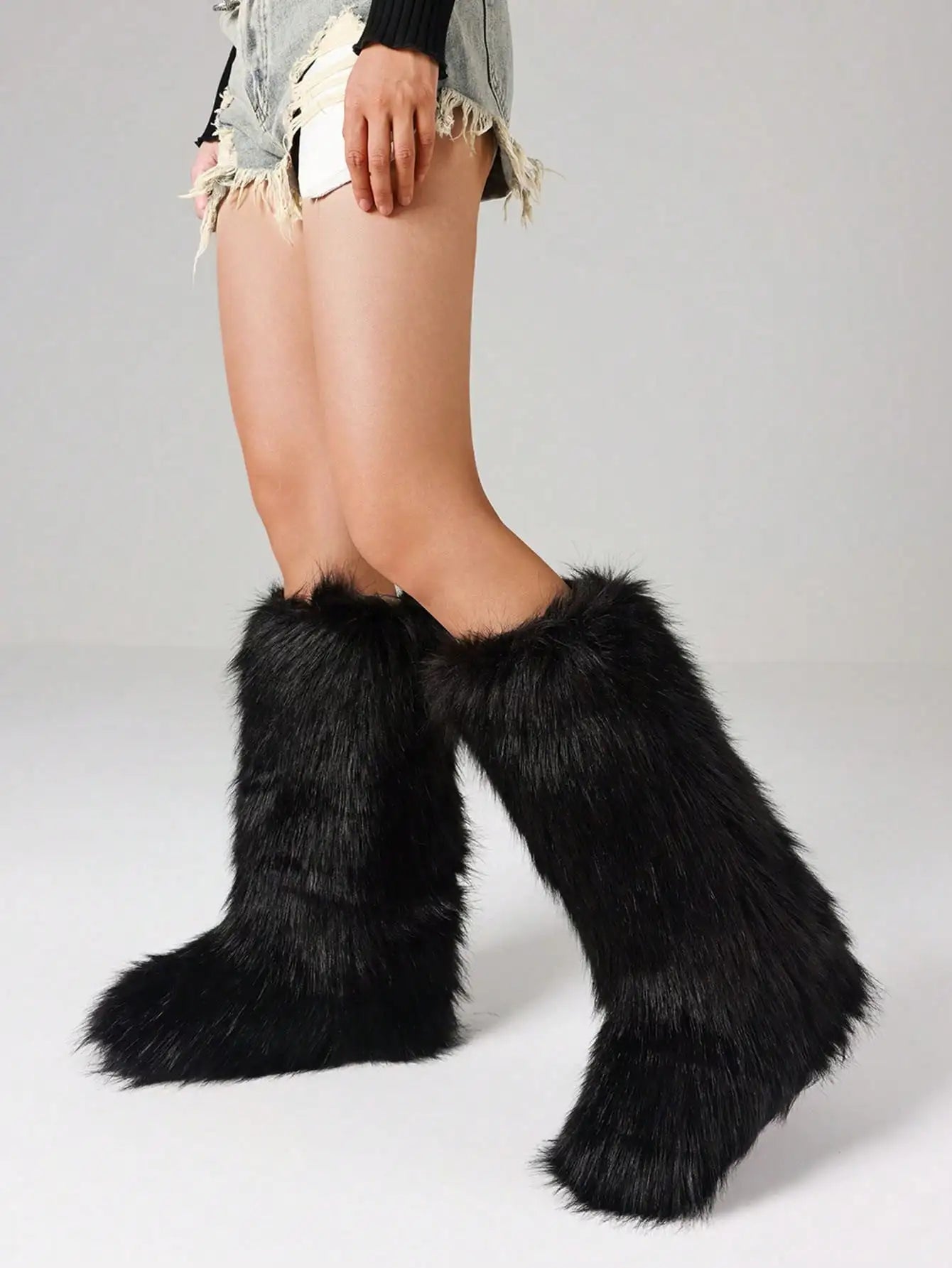 Furry Fluffy Women Snow Boots Warm Plush Winter Shoes