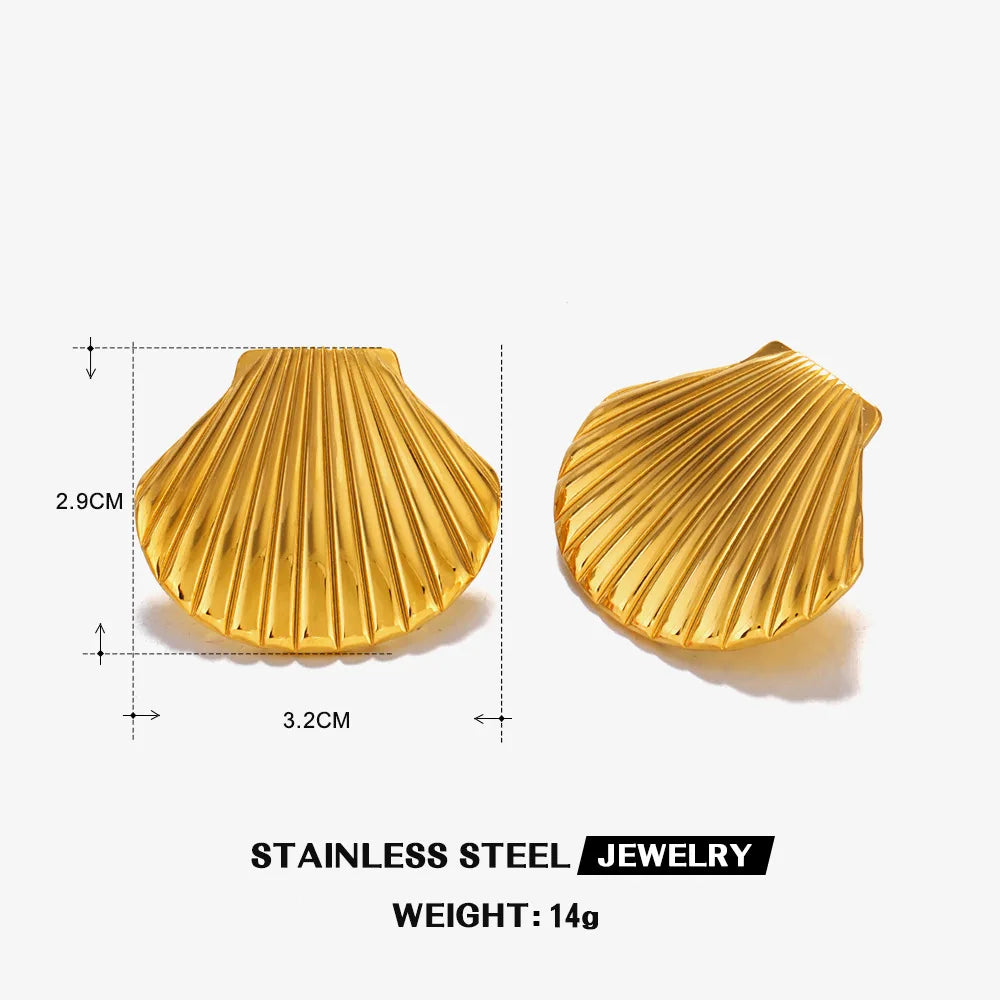 JWERCN Stainless Steel Starfish Shell Earrings For Women
