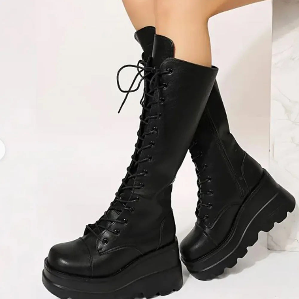 DoraTasia Womens Gothic Fashion Boots Side Zipper