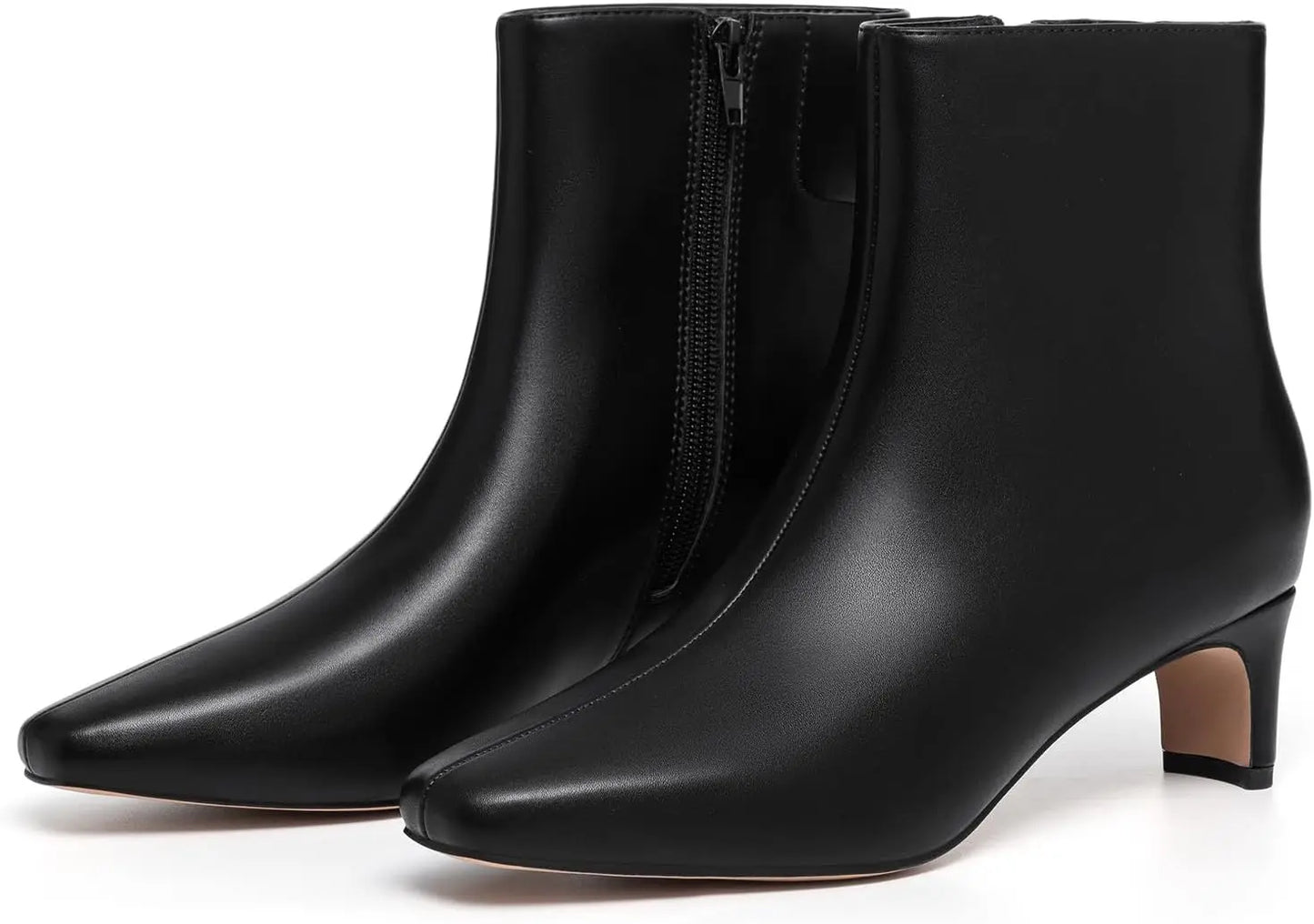 Athlefit Women's Ankle Boots Low Heel Pointed Toe Zipper