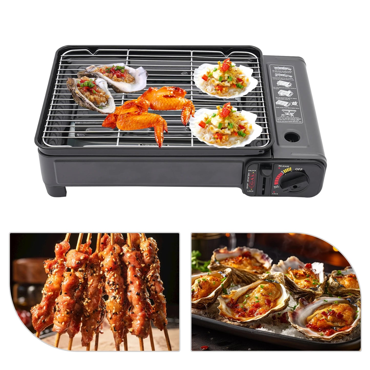 NONECN Portable Butane Camping Grill Stove With Grilling Net
