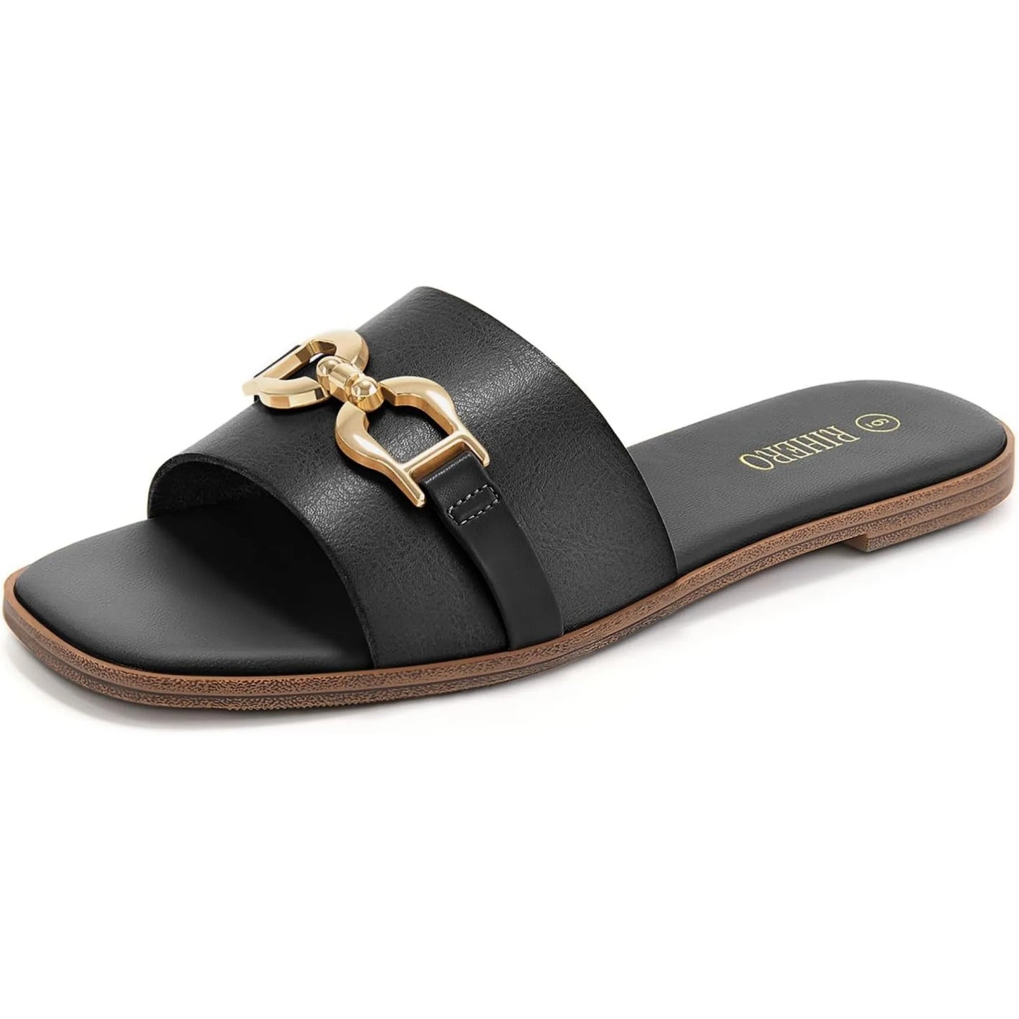 CN Fujian Womens Leather Flat Sandals Memory Foam Insole