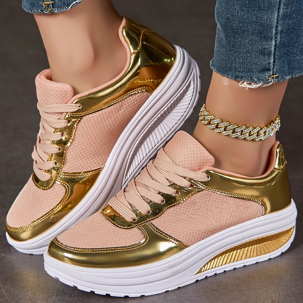 Women Glitter Sneakers Casual Fashion Lightweight Walking Shoes