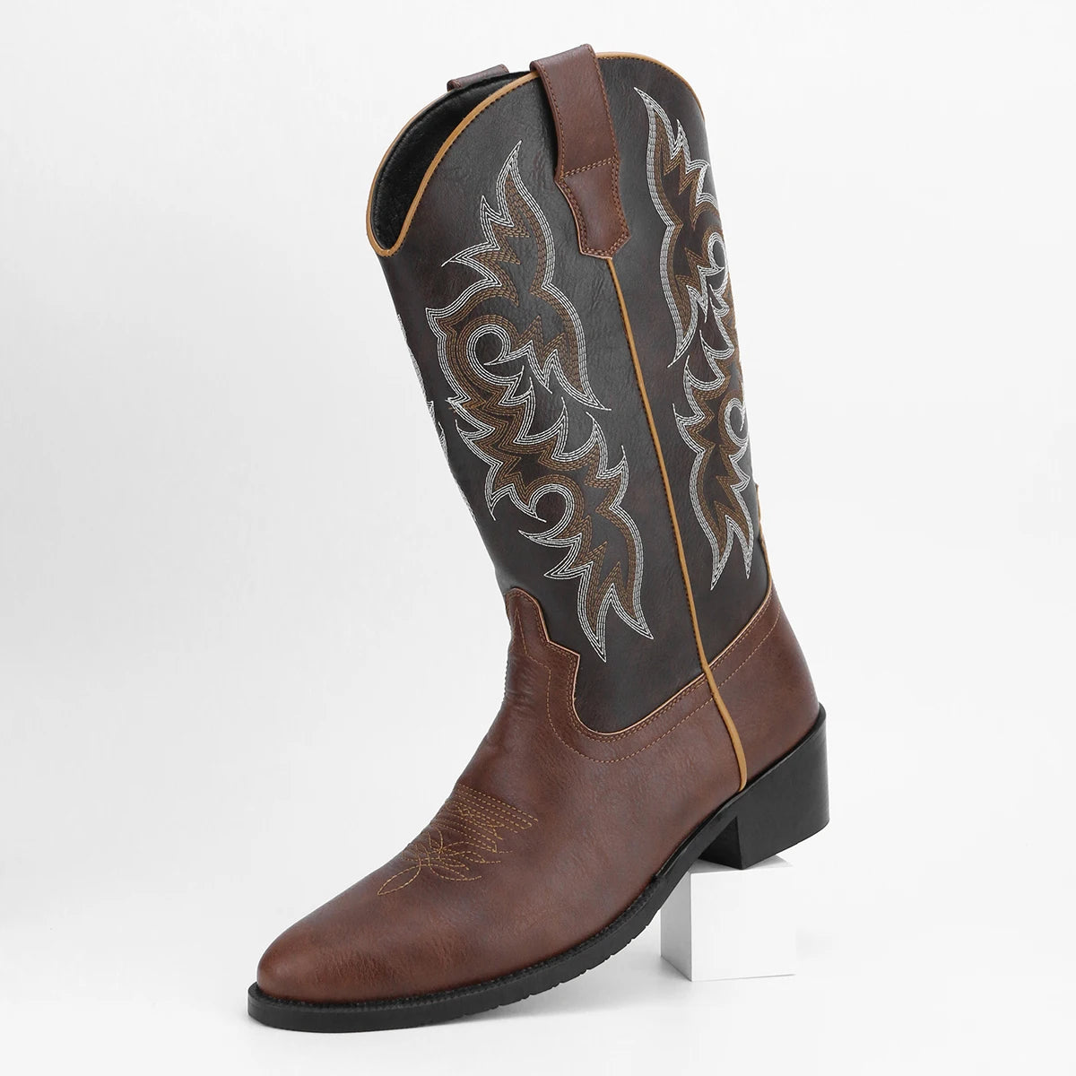 Men's Embroidered Desert Cowboy Boots Western Style Footwear
