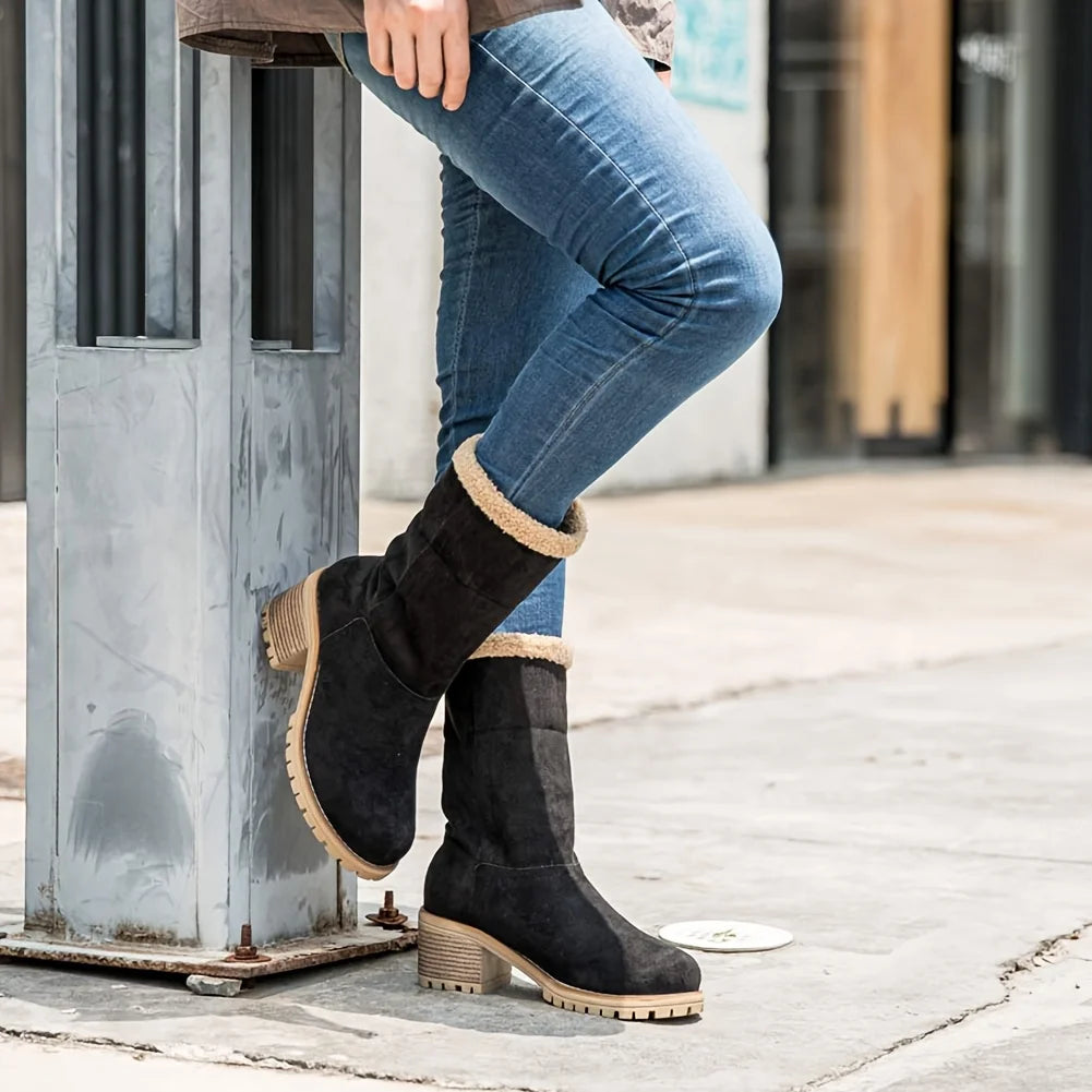 Winter Faux Fur Snow Boots For Women With Platform Heels