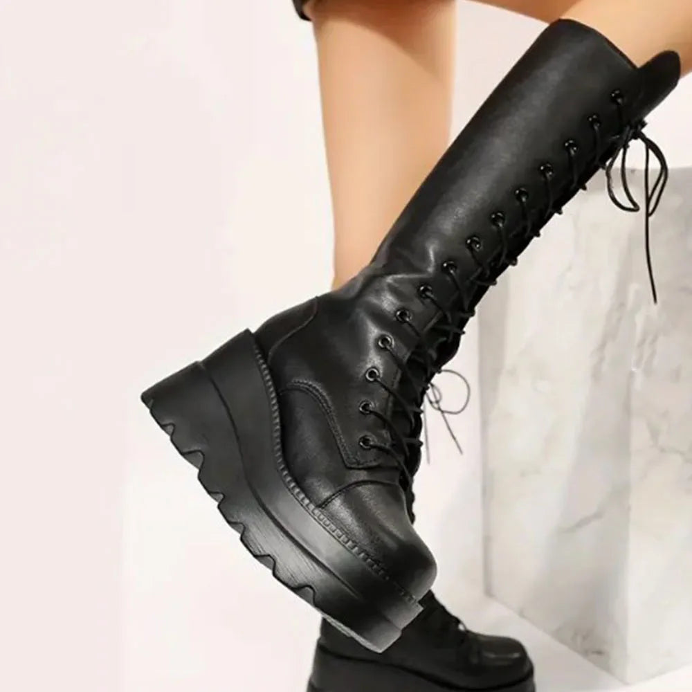 DoraTasia Womens Gothic Fashion Boots Side Zipper