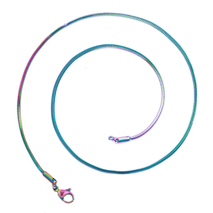 GLOWCAT Stainless Steel Snake Chain Necklace Unisex Jewelry