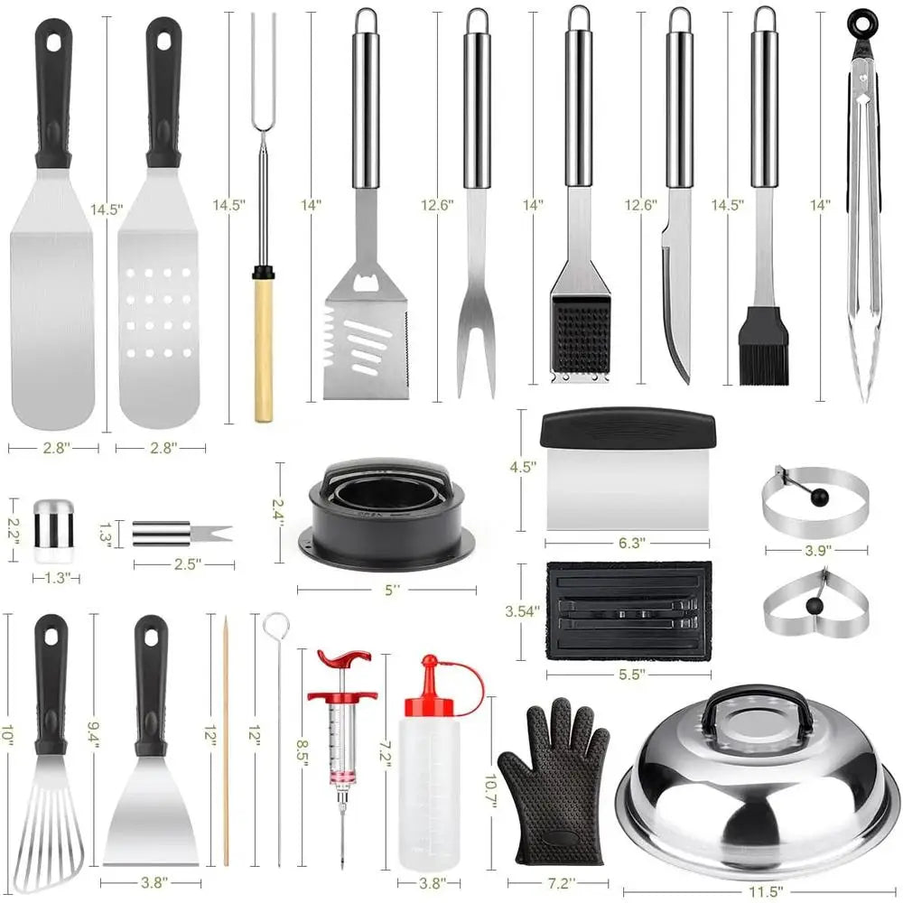 DUTRIEUX 144 Pcs BBQ Griddle Tools Set Stainless Steel