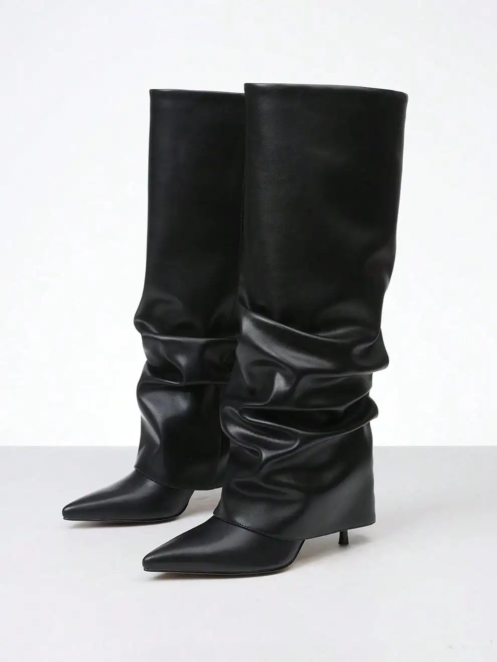 Elegant Women's Slouchy Knee High Stiletto Boots With Thin Heels