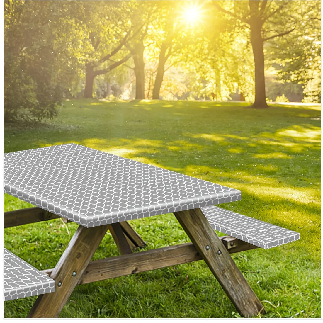 MoroccoTables Picnic Table Covers With Bench Covers Elastic Fitted Tablecloth