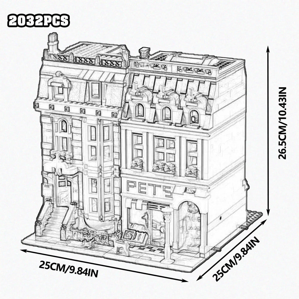 Town Hall Tudor Corner Brick Building Blocks Set For Kids