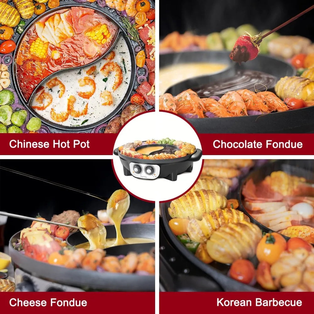2 In 1 Electric Smokeless GrillSystem For Hot Pot 110V
