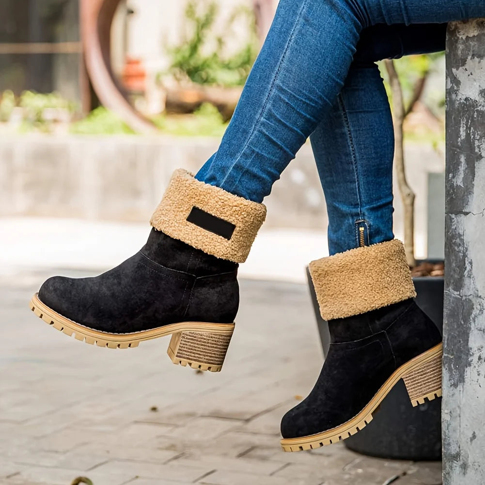 Winter Faux Fur Snow Boots For Women With Platform Heels