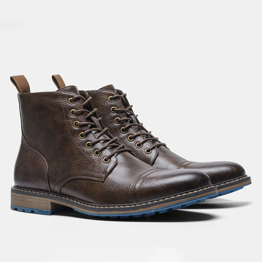 HecraftedCN Retro Leather Men Boots For Spring Season Comfort