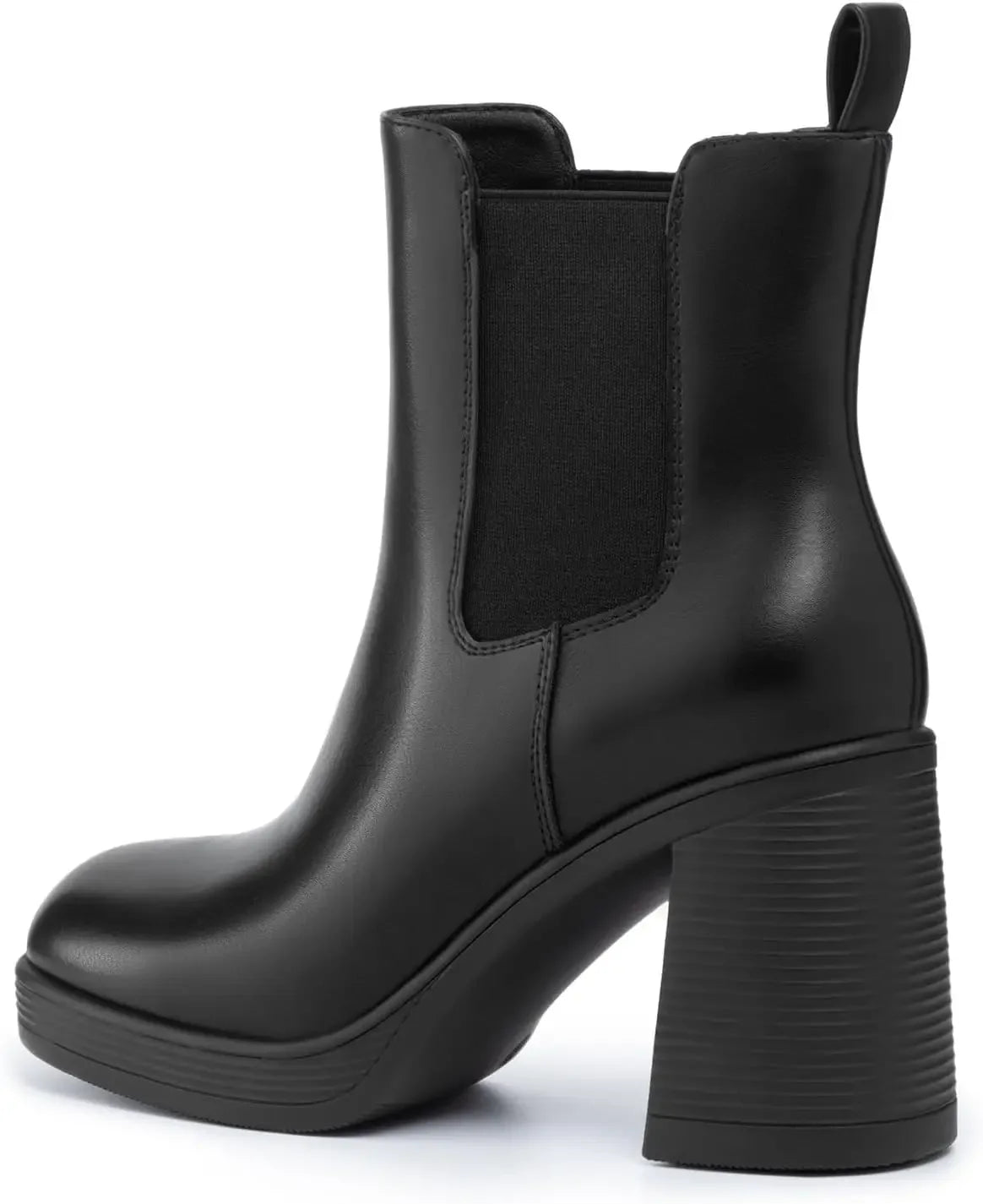 Athlefit Womens Chelsea Platform Boots High Chunky Heel Square Toe