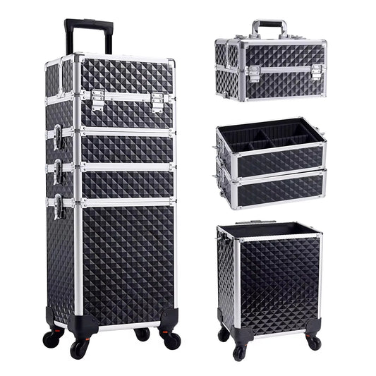 Maxulene Makeup Trolley Case 4 In 1 Alloy Rolling Salon