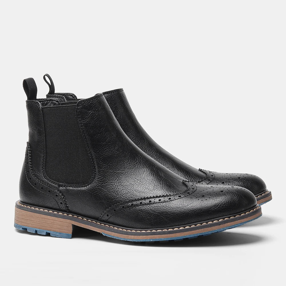 HecraftedCN Retro Leather Men Boots For Spring Season Comfort